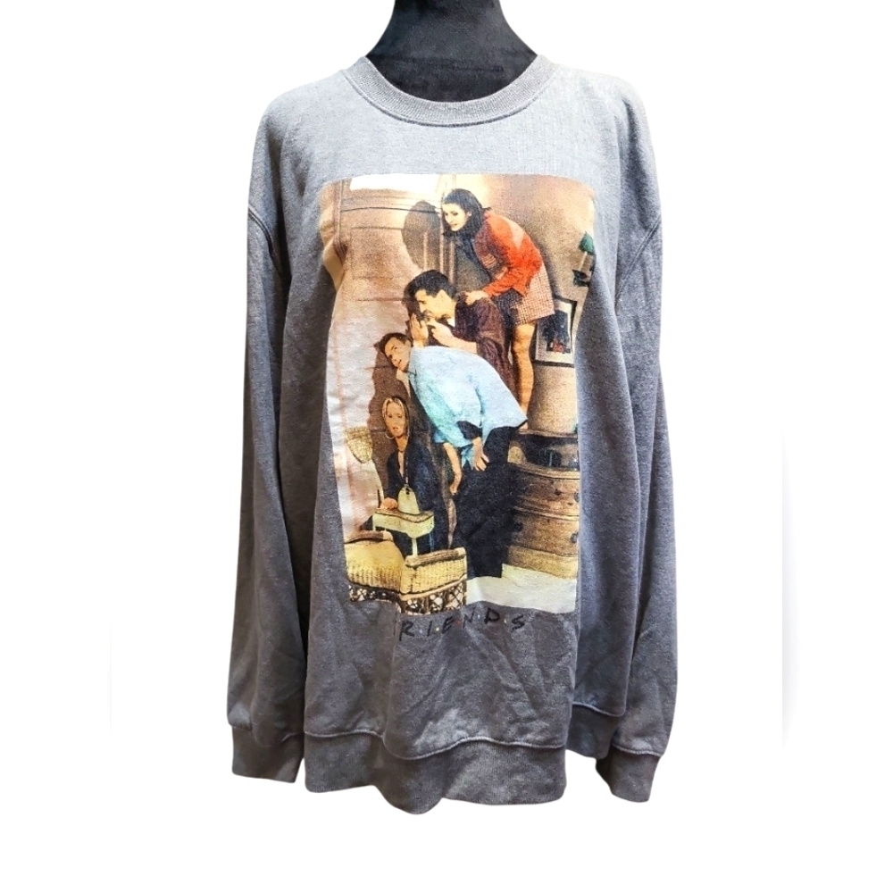 Gray Friends Graphic L/S Sweatshirt 2XL  Sweater